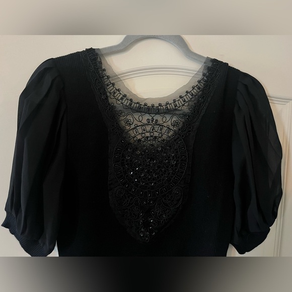 Nygard Collection Elegant Black Lace beaded Embroidery at Neckline SZ S - Picture 15 of 15